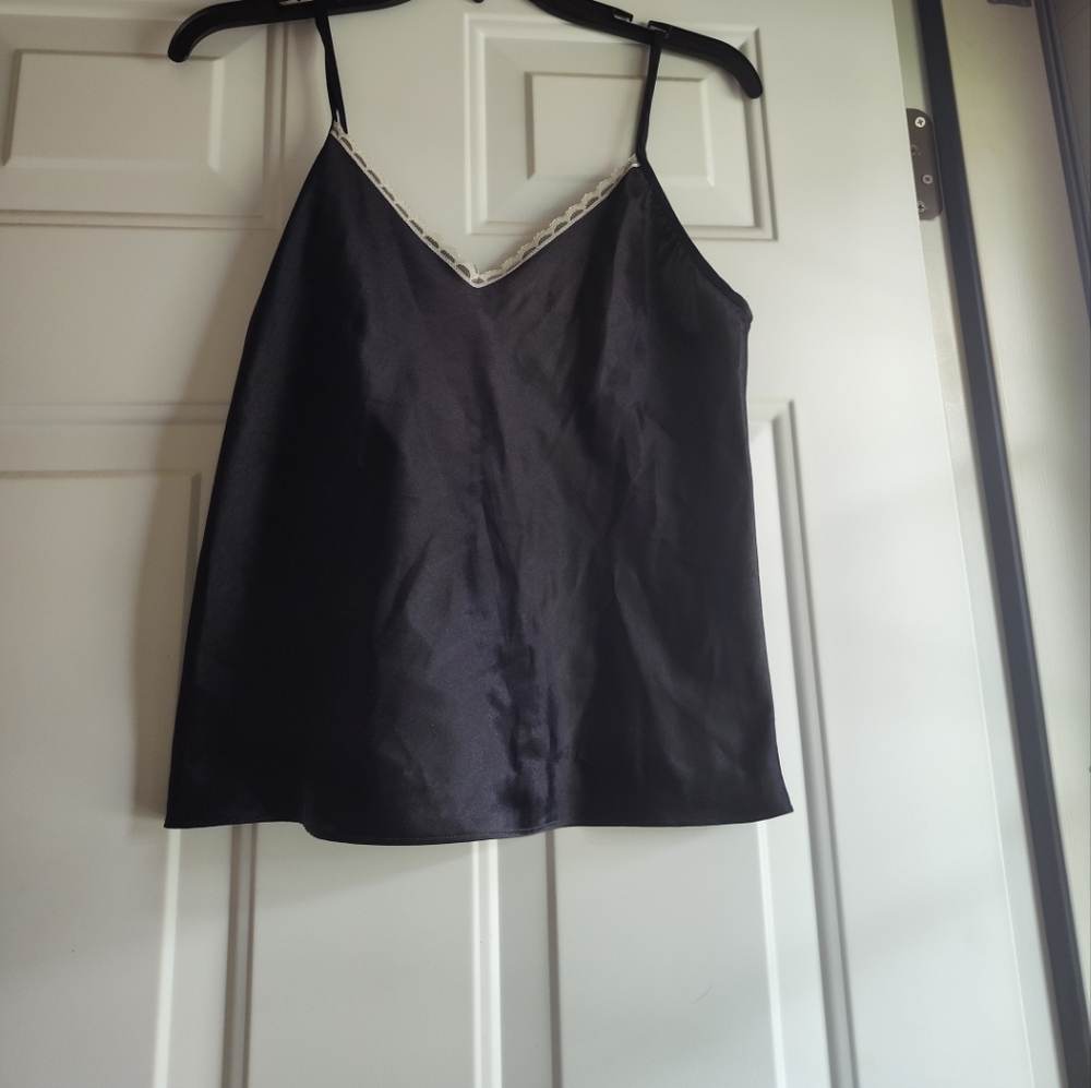Women's Black Satin Camisole Top Size Small